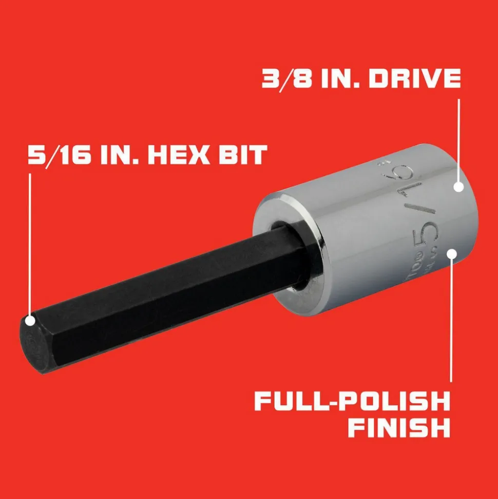 Hand Hex Bit Socket: 3/8" Drive, 5/16" Hex