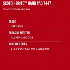Hand Sanding Pad: Non-Woven, Aluminum Oxide, Very Fine Grade, Maroon