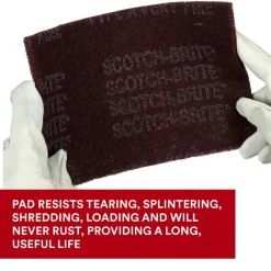 Hand Sanding Pad: Non-Woven, Aluminum Oxide, Very Fine Grade, Maroon