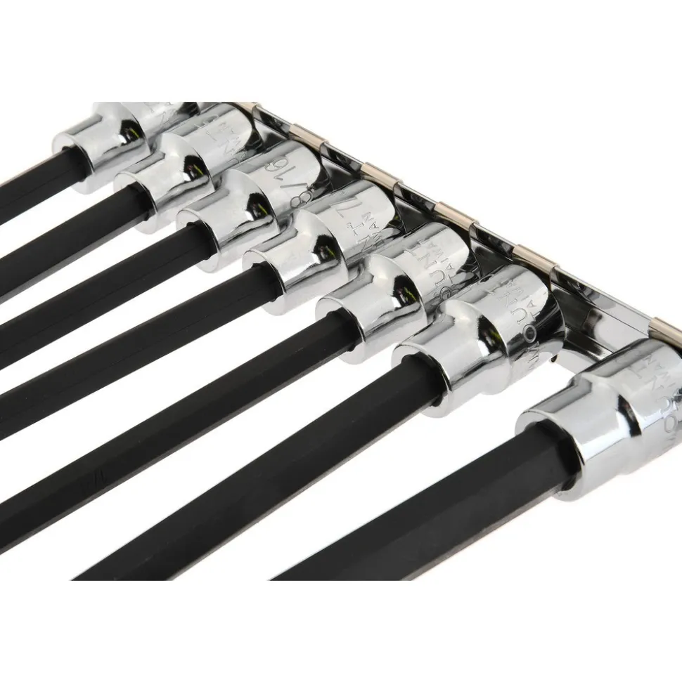 Hex Bit Socket Set: 3/8" Drive, 7 Pc, 1/8 to 3/8" Hex