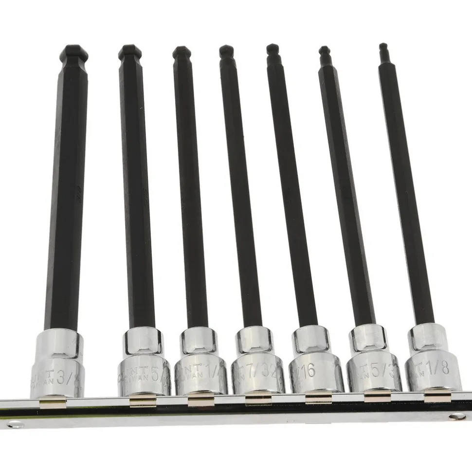 Hex Bit Socket Set: 3/8" Drive, 7 Pc, 1/8 to 3/8" Hex