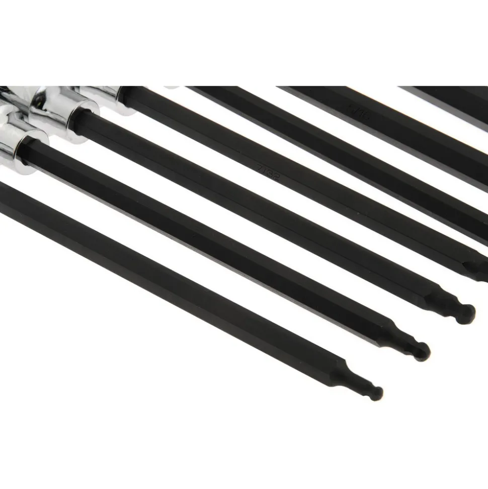 Hex Bit Socket Set: 3/8" Drive, 7 Pc, 1/8 to 3/8" Hex