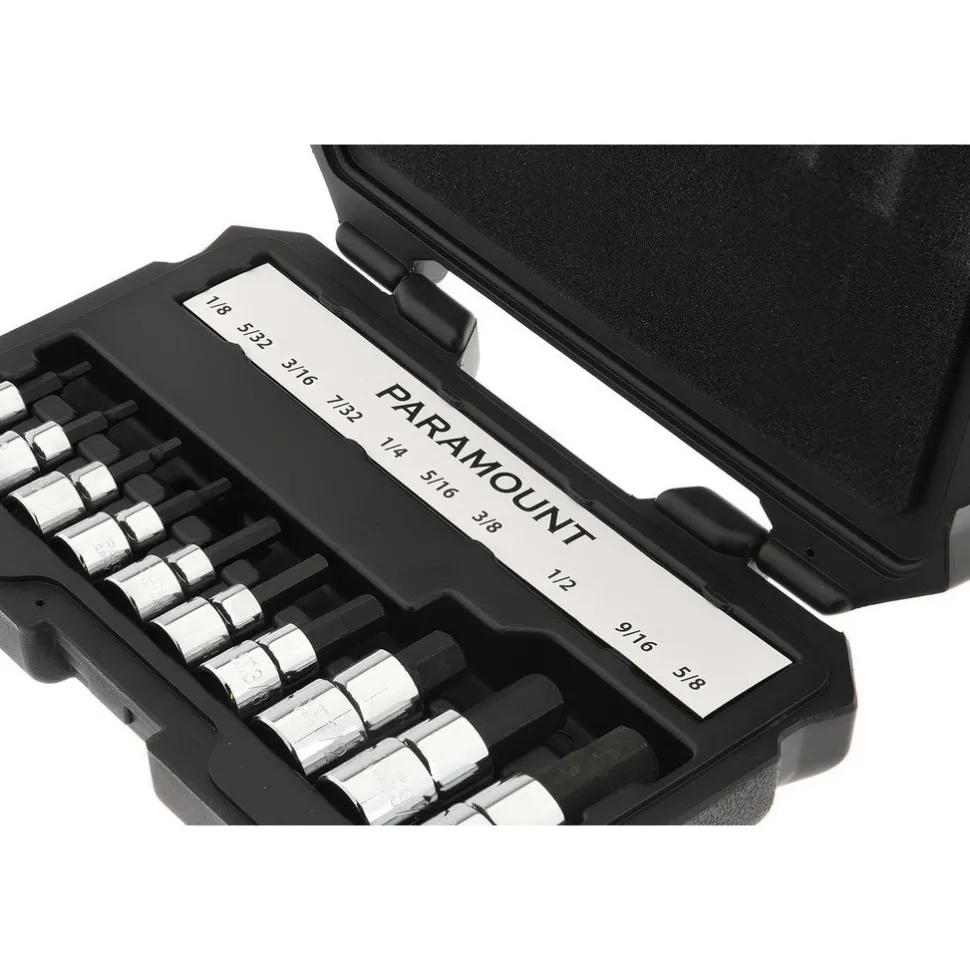 Hex Bit Socket Set: 3/8 & 1/2" Drive, 10 Pc, 1/8 to 5/8" Hex