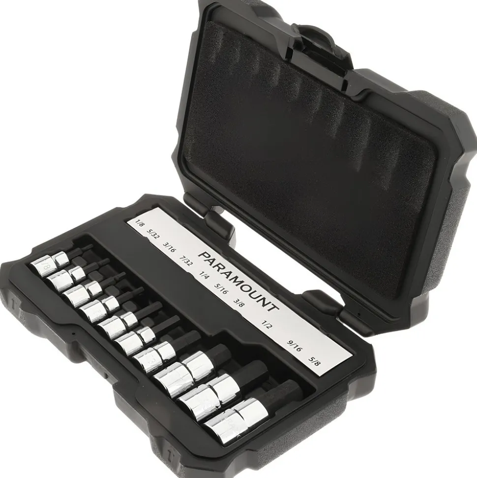 Hex Bit Socket Set: 3/8 & 1/2" Drive, 10 Pc, 1/8 to 5/8" Hex
