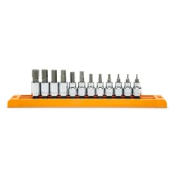 Hex Bit Socket Set: 3/8" Drive, 12 Pc, 2 to 12 mm Hex