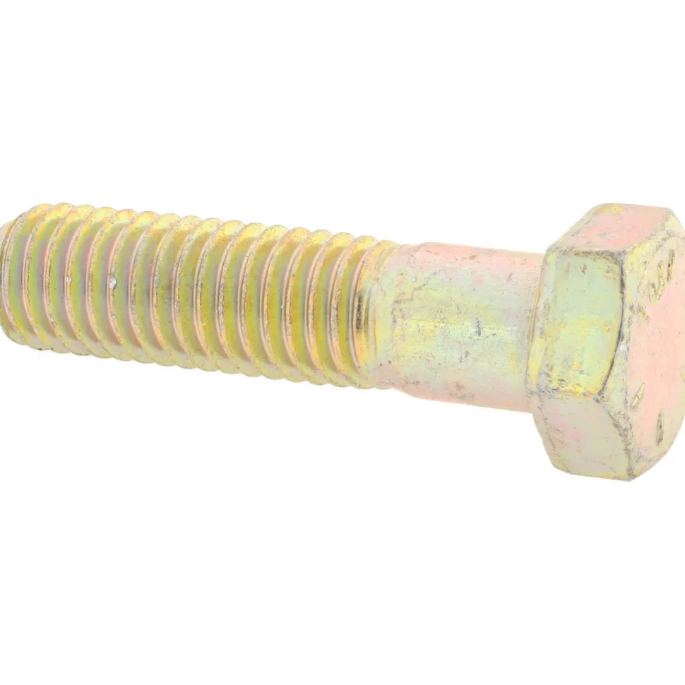 Hex Head Cap Screw: 1/2-13, 2" Length Under Head, Grade 8 Steel, Yellow Zinc Dichromate Finish