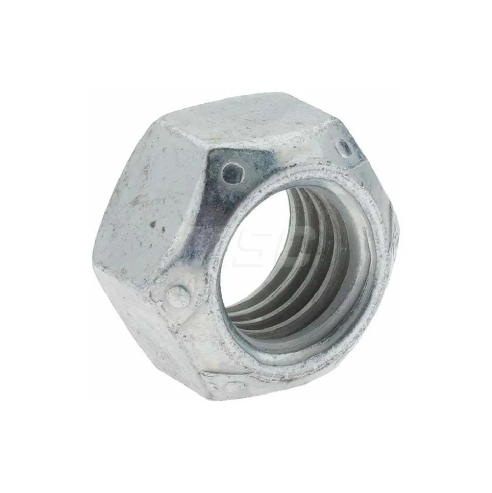Hex Lock Nut: Distorted Thread Lock, 5/8-11, Grade C Steel, Zinc & Waxed Finish
