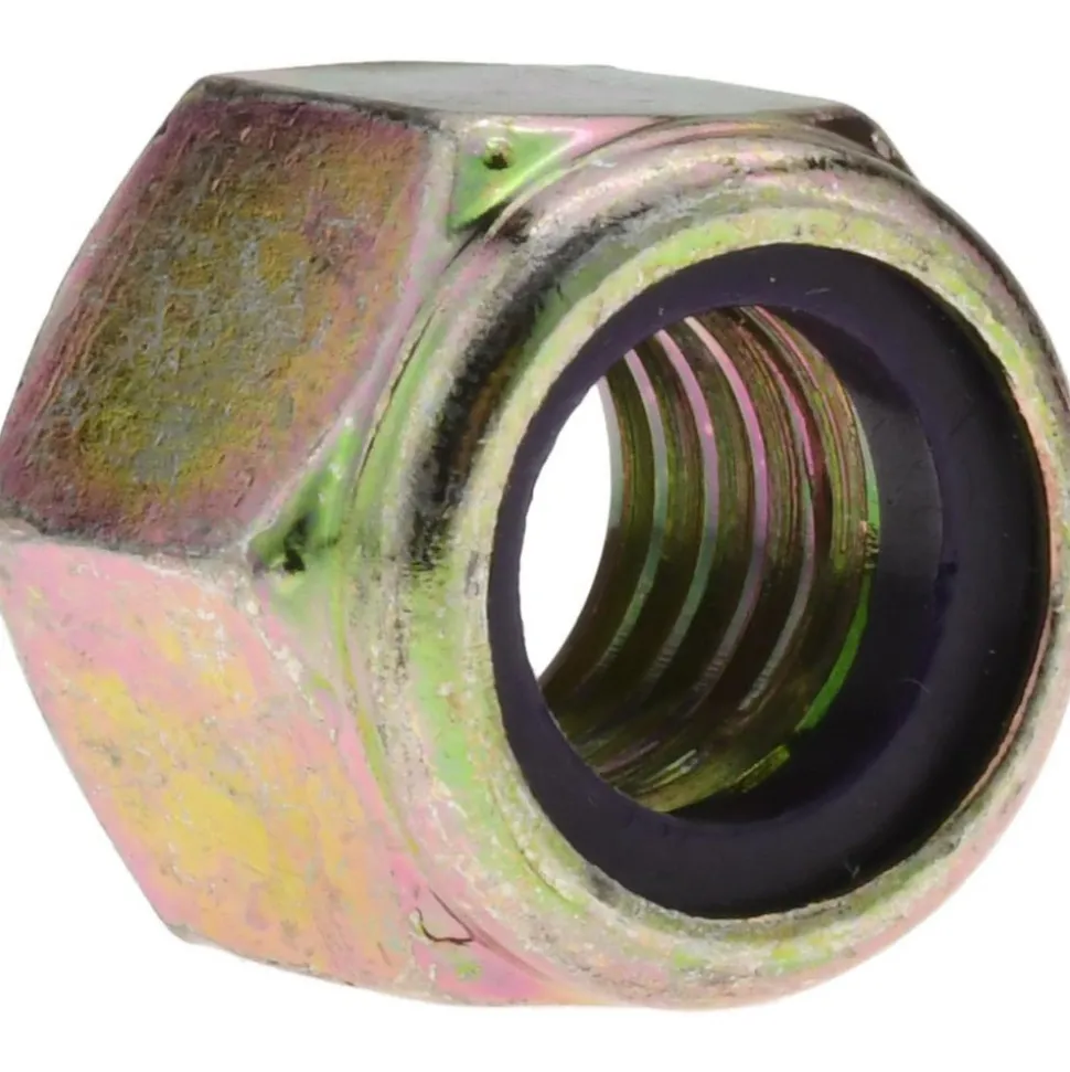 Hex Lock Nut: Insert Lock, Nylon Insert, 5/8-11, Grade 8 Steel, Yellow Zinc Dichromate Finish