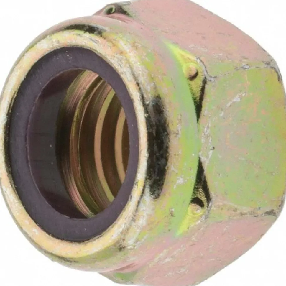 Hex Lock Nut: Insert Lock, Nylon Insert, 7/16-14, Grade 8 Steel, Yellow Zinc Dichromate Finish