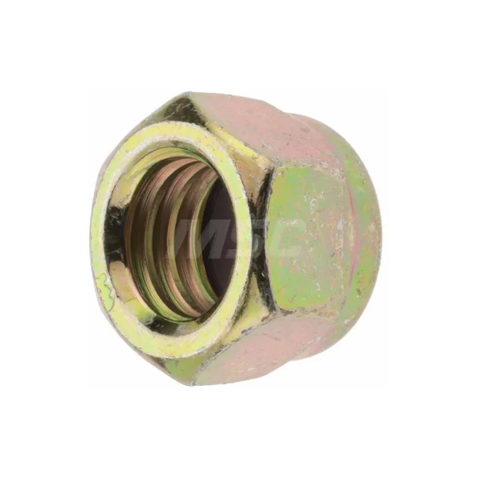 Hex Lock Nut: Insert Lock, Nylon Insert, 7/16-14, Grade 8 Steel, Yellow Zinc Dichromate Finish