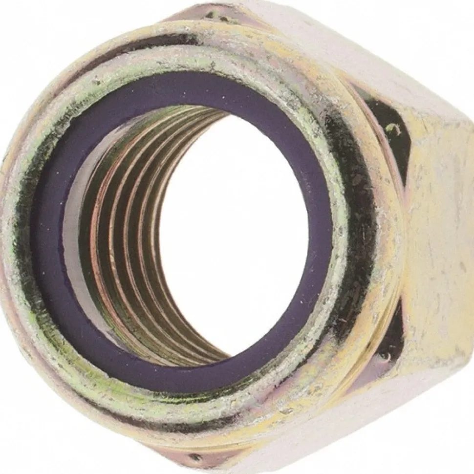 Hex Lock Nut: Insert Lock, Nylon Insert, 3/4-10, Grade 8 Steel, Yellow Zinc Finish