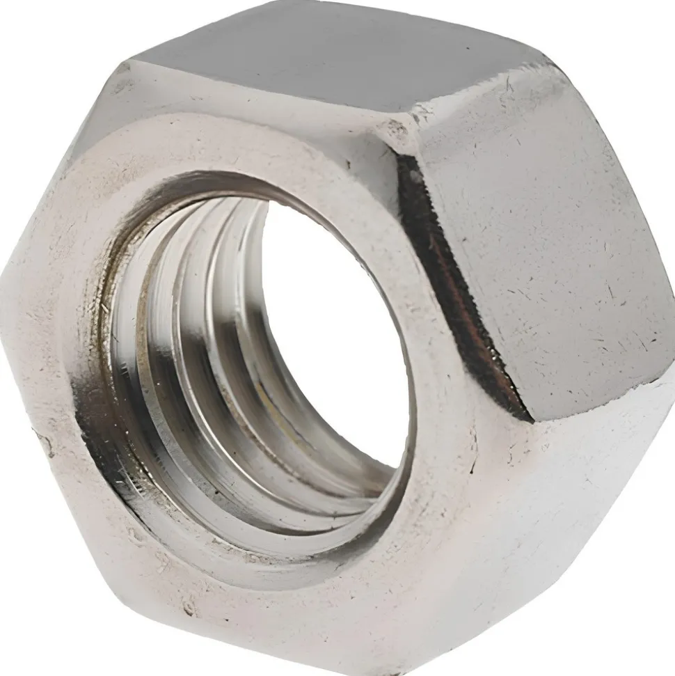 Hex Nut: 5/8-11, Grade 316 Stainless Steel, Bright/Uncoated Finish