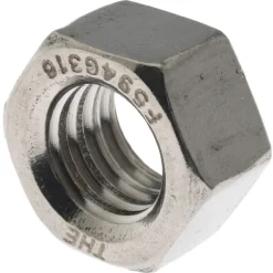 Hex Nut: 3/8-16, Grade 316 Stainless Steel, Bright/Uncoated Finish