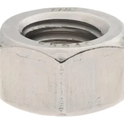 Hex Nut: 1/2-13, Grade 18-8 Stainless Steel, Bright/Uncoated Finish