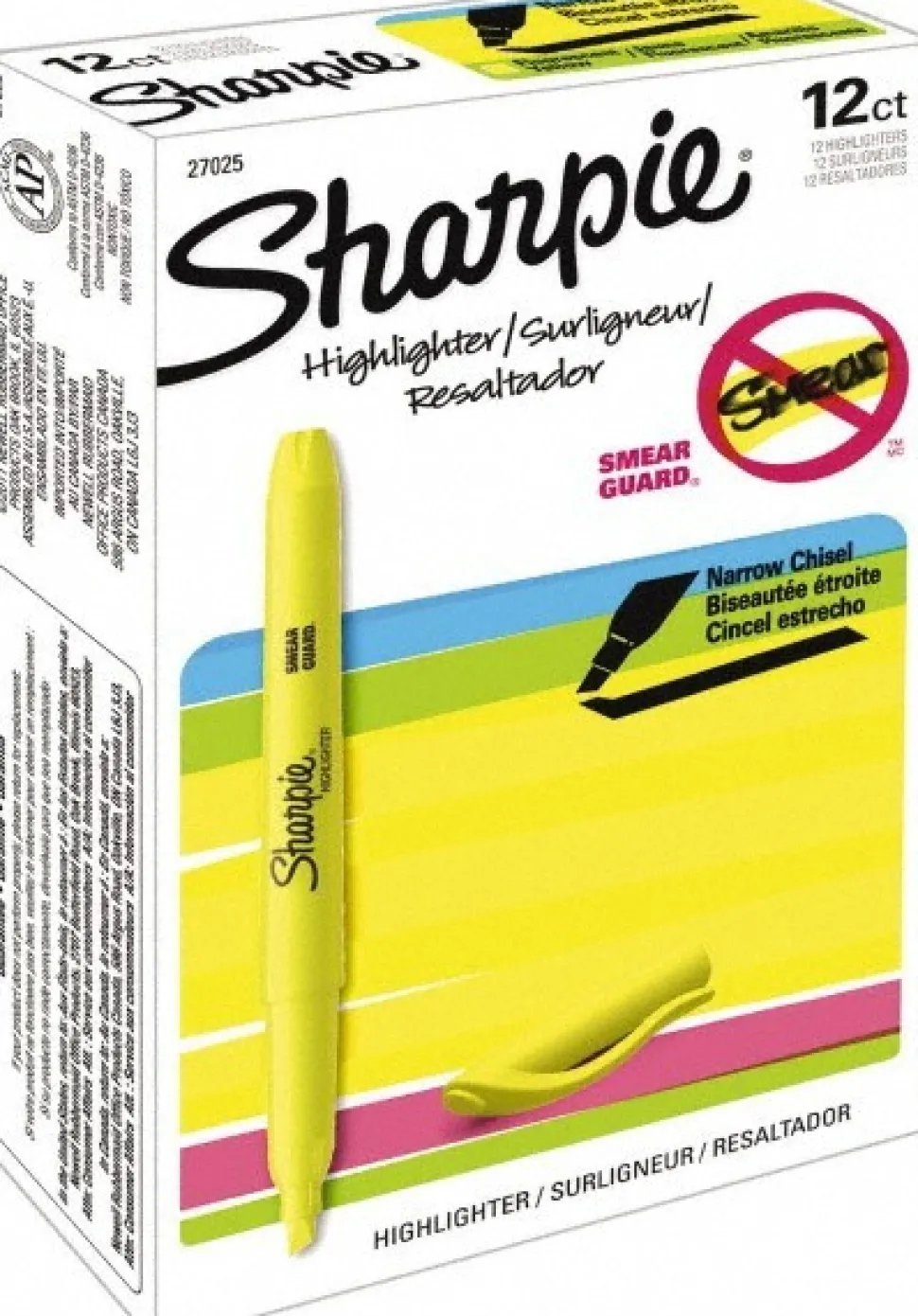 Highlighter: Fluorescent Yellow, AP Non-Toxic, Chisel Tip