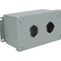 2 Hole, 1.203" Hole Dia, Steel Pushbutton Switch Enclosure