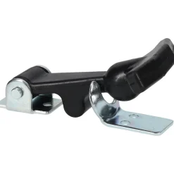 Hood Door Latch: 2-13/32" OAW, 1-1/8" OAH, Rubber & Steel, Zinc-Plated