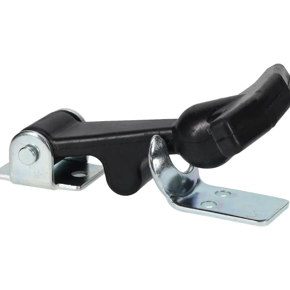 Hood Door Latch: 2-13/32" OAW, 1-1/8" OAH, Rubber & Steel, Zinc-Plated