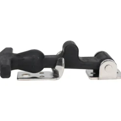 Hood Door Latch: 3-1/8" OAW, 1-3/8" OAH, Rubber & Steel