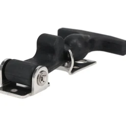 Hood Door Latch: 3-1/8" OAW, 1-3/8" OAH, Rubber & Steel