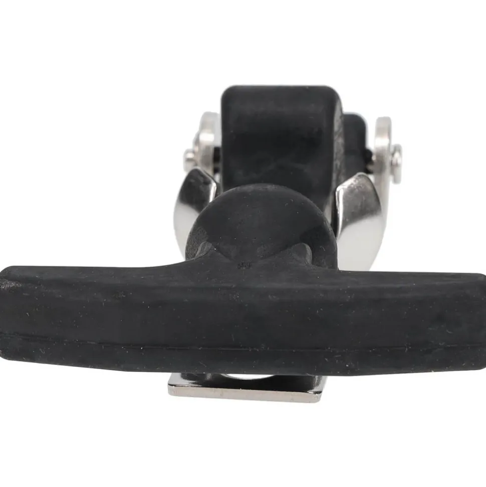 Hood Door Latch: 3-1/8" OAW, 1-3/8" OAH, Rubber & Steel