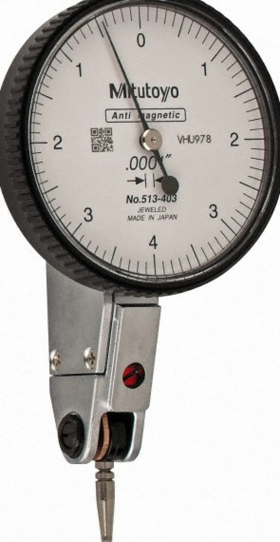 Horizontal Dial Test Indicator: 0.0080" Max, 0-4-0 Dial Reading, 0.000100" Accuracy