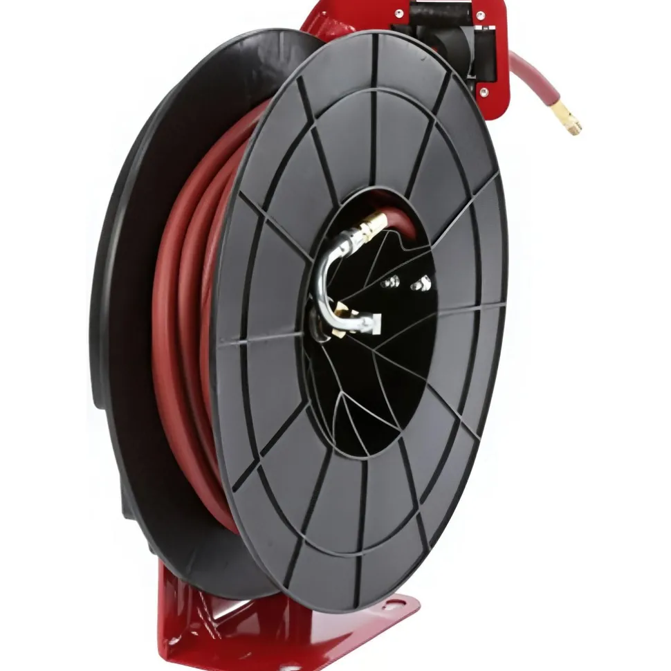 Hose Reel with Hose: 3/8" ID Hose x 50', Spring Retractable