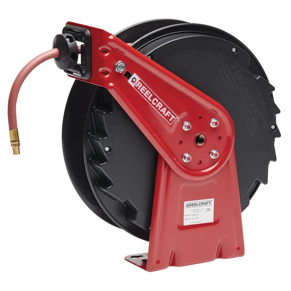 Hose Reel with Hose: 3/8" ID Hose x 50', Spring Retractable
