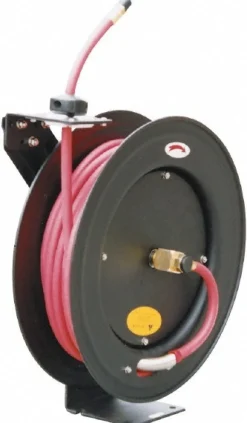 Hose Reel with Hose: 3/8" ID Hose x 75', Spring Retractable