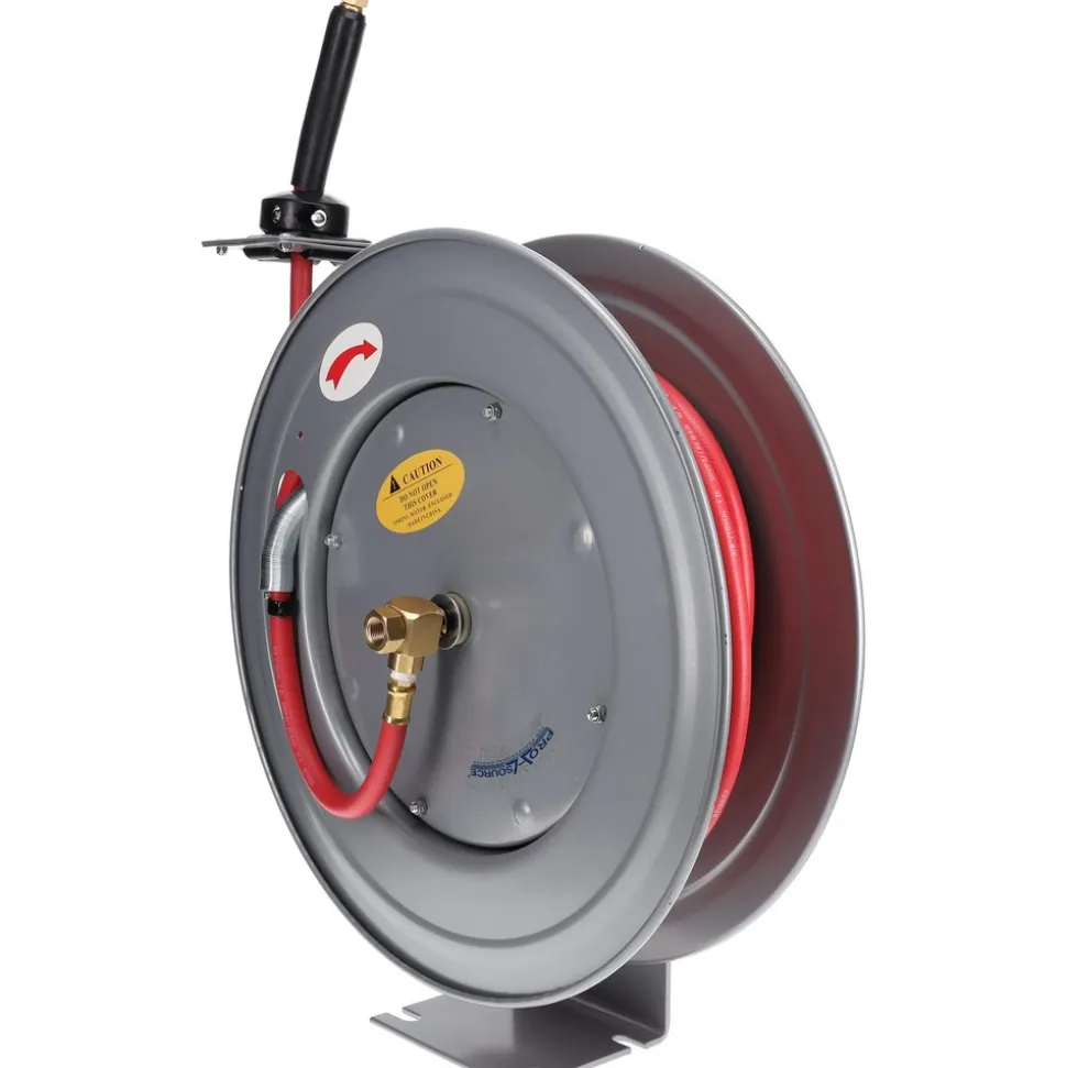 Hose Reel with Hose: 3/8" ID Hose x 50', Spring Retractable