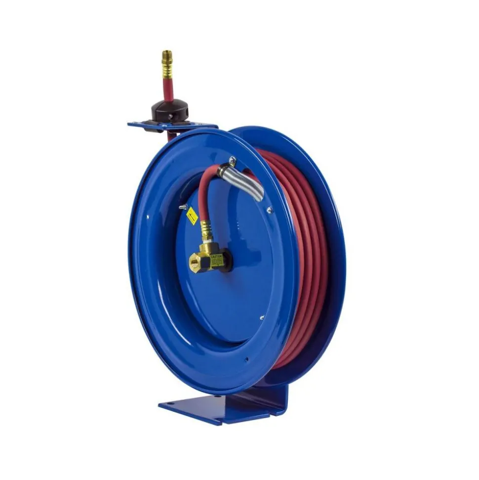 Hose Reel with Hose: 3/8" ID Hose x 50', Spring Retractable