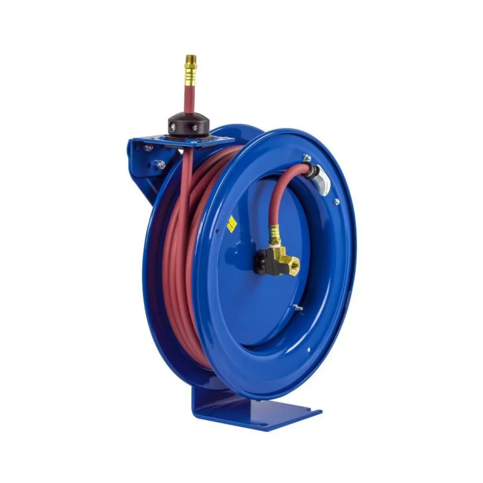 Hose Reel with Hose: 3/8" ID Hose x 50', Spring Retractable