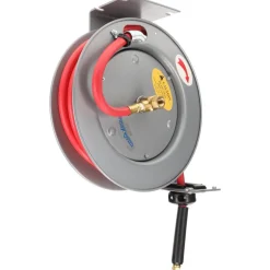 Hose Reel with Hose: 3/8" ID Hose x 25', Spring Retractable
