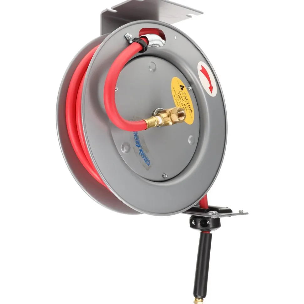 Hose Reel with Hose: 3/8" ID Hose x 25', Spring Retractable