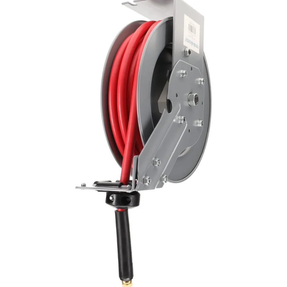 Hose Reel with Hose: 3/8" ID Hose x 25', Spring Retractable