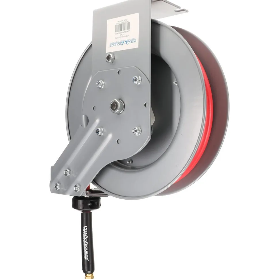 Hose Reel with Hose: 3/8" ID Hose x 25', Spring Retractable