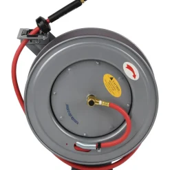Hose Reel with Hose: 3/8" ID Hose x 75', Spring Retractable