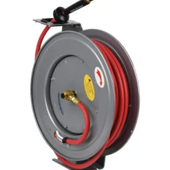 Hose Reel with Hose: 3/8" ID Hose x 75', Spring Retractable