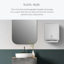 ICON Automatic Hard Roll Towel Dispenser, with Silver Mosaic Design Faceplate, 16.53