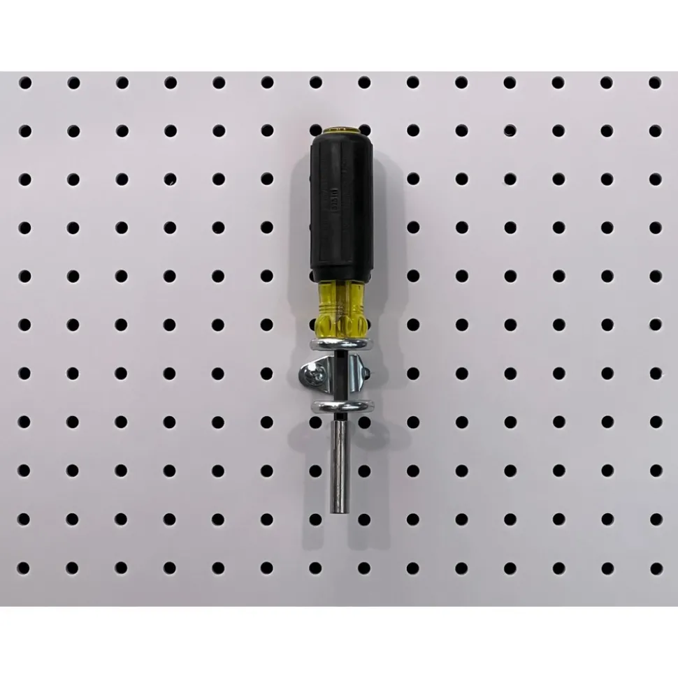 3/4" ID, 1/4" Dia, 1-13/16" Long Double Ring Tool Holder Pegboard Hook