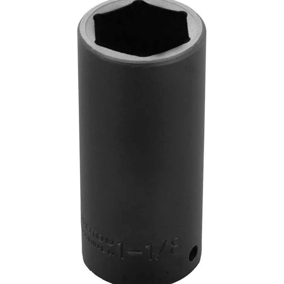 Impact Socket: 1/2" Drive, 1-1/8" Socket, Hex Drive