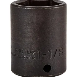 Impact Socket: 1/2" Drive, 1-1/8" Socket, Hex Drive