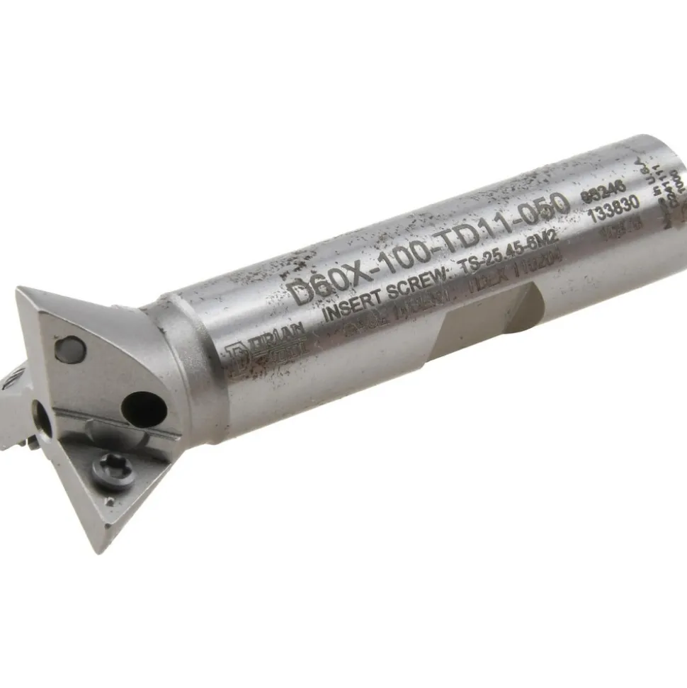 60° Included Angle, 1" Max Cutting Dia, 1/2" Shank Dia, TDEX 110204-EN Insert Style, Indexable Dovetail Cutter