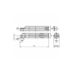 Indexable Boring Bar: A06MSCLPR2, 12.19 mm Min Bore, Right Hand, 9.53 mm Shank Dia, -5.000 deg Lead Angle, Steel