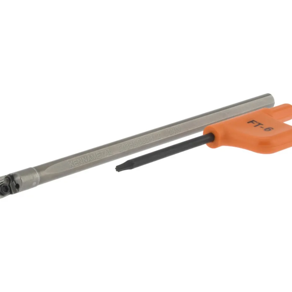 Indexable Boring Bar: E03HSCLDR12, 0.2240" Min Bore, Right Hand, 5.000 deg Lead Angle, Solid Carbide (Shank) & Steel (Head)