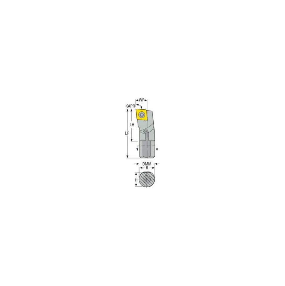 Indexable Boring Bar: E06-SCLCR-2, 0.5000" Min Bore, Right Hand, -5.000 deg Lead Angle, Solid Carbide