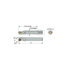 Indexable Boring Bar: MG 06-SWUCR-02, 6.60 mm Min Bore, Right Hand, 6.00 mm Shank Dia, 93.000 deg Lead Angle, Solid Carbide