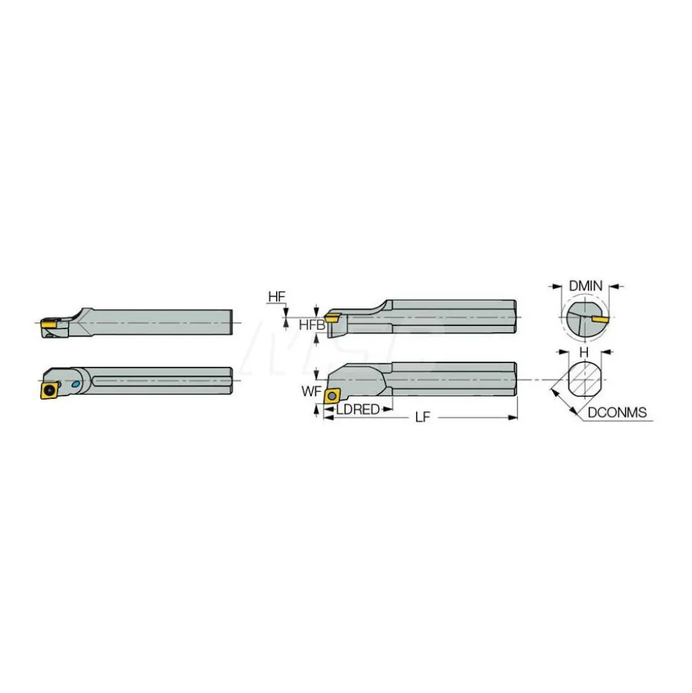 Indexable Boring Bar: S-SCLCR, 0.4490" Min Bore, Right Hand