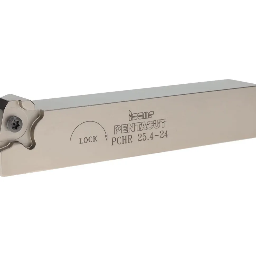 Indexable Grooving-Cutoff Toolholder: PCHR 25.4-24, 0.0197 to 1/8" Groove Width, 0.256" Max Depth of Cut, Right Hand