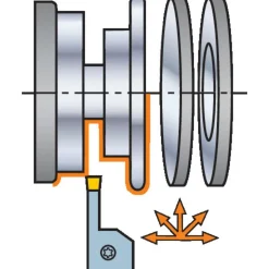 Indexable Grooving-Cutoff Toolholder: RF151.23-16-30, 3 to 4.15 mm Groove Width, 19.99 mm Max Depth of Cut, Right Hand